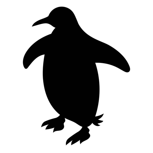 Penguin Walking. Black Bird Silhouette Against White Background No Sky (en inglés). Vector libre - Vector, imagen