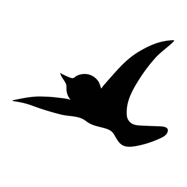 Силуэт Черной Птицы на белом фоне без неба. Свободный вектор - Вектор,изображение