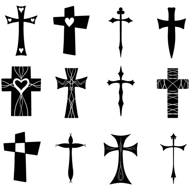Sammlung religiöser Kreuze Illustrationsvektoren - Vektor, Bild