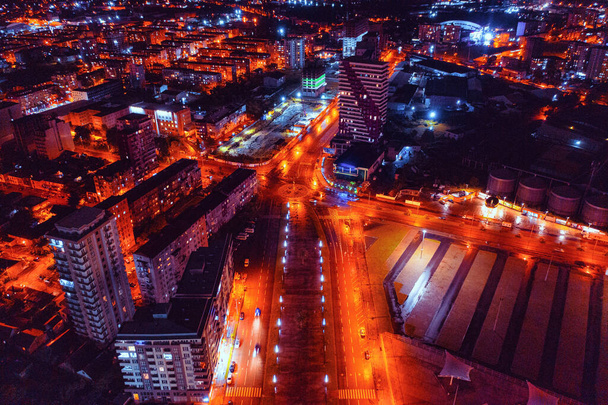 Batumi, Georgia - August 27, 2021: View of the night city from a drone - Photo, Image