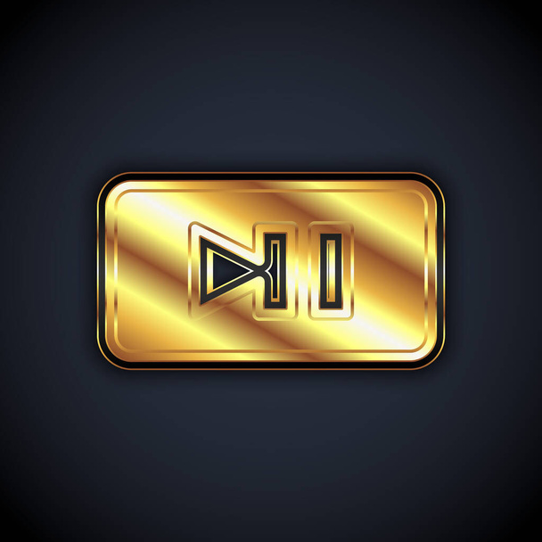 Gold Pause button icon isolated on black background. Vector. - Διάνυσμα, εικόνα