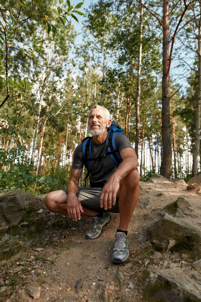Smiling middle aged caucasian man during walk - Fotoğraf, Görsel