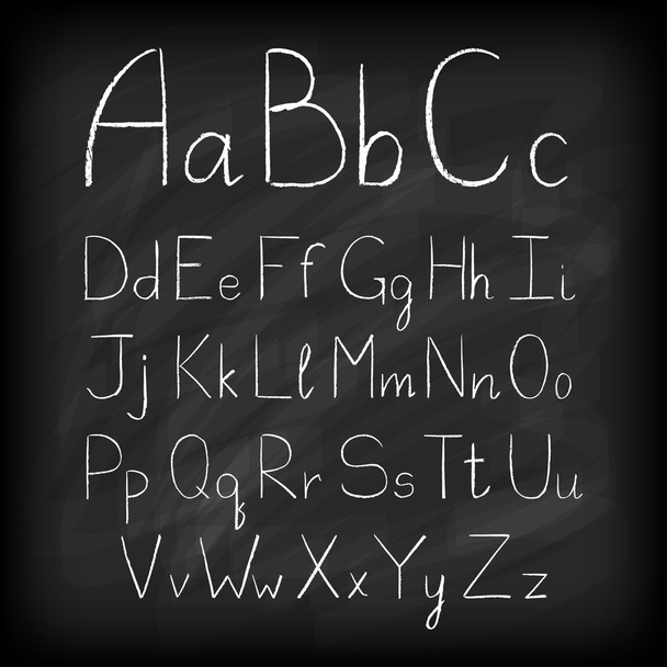 Chalk board hand drawn alphabet. - Vektor, Bild