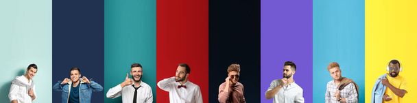 Set di uomini alla moda su sfondo di colore - Foto, immagini