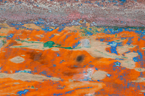 The texture of abstract color painting on old wooden surface background. Abrasion. - Fotoğraf, Görsel
