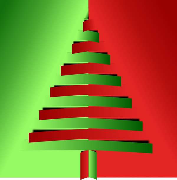Червона і зелена різдвяна ялинка з вигнутих паперів
 - Фото, зображення