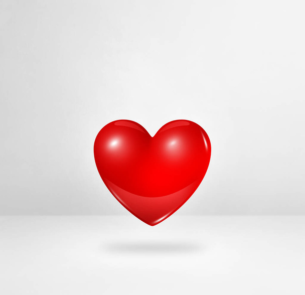 3D red heart isolated on a white studio background. 3D illustration - Valokuva, kuva