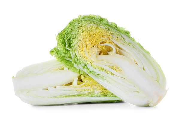 Fresh cut chinese cabbage on white background - Фото, изображение