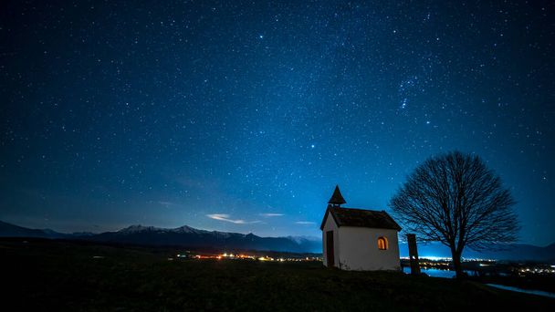 night sky with stars and moon - Fotoğraf, Görsel