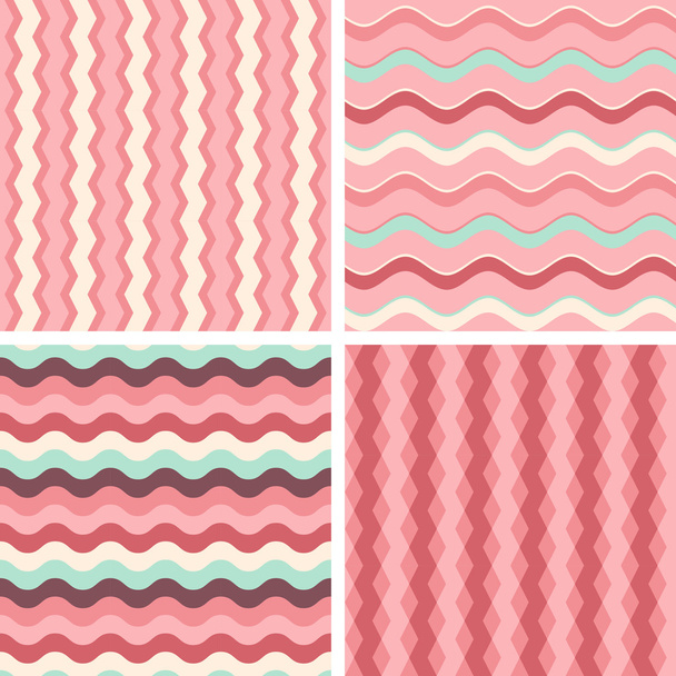 Vector seamless tiling patterns - geometric waves - Vector, Image