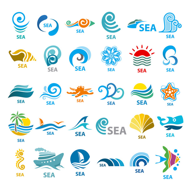 Большая коллекция векторных логотипов моря
  - Вектор,изображение