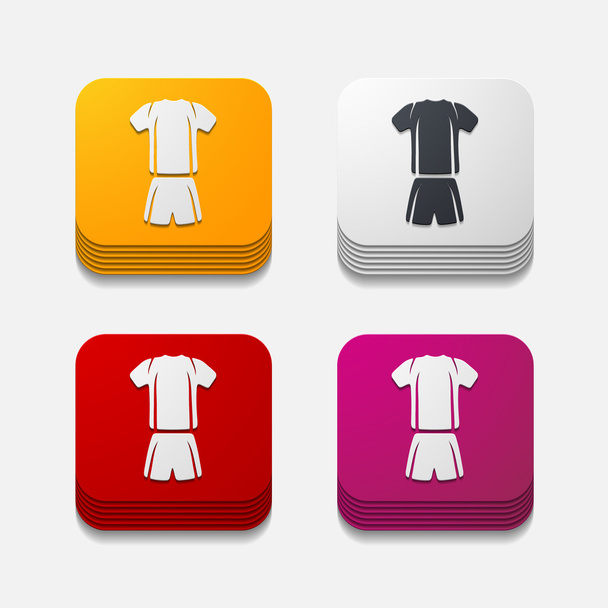 Square button with football clothing - Vector, imagen