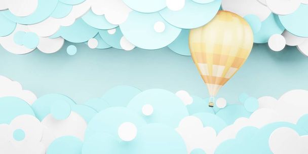Μπαλόνια θερμού αέρα στην τρισδιάστατη απεικόνιση Sky - Φωτογραφία, εικόνα