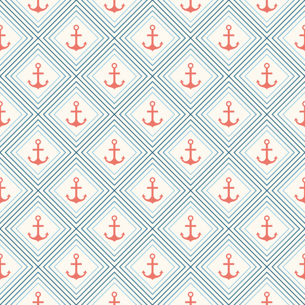 Seamless vector pattern of anchor shape and line - Wektor, obraz