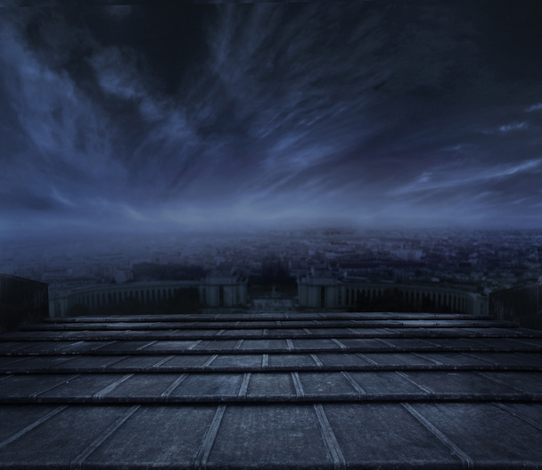 ciemne chmury nad wielkomiejskim - Zdjęcie, obraz