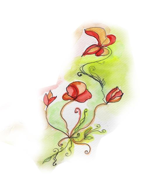 Beautiful illustrated poppy - Zdjęcie, obraz