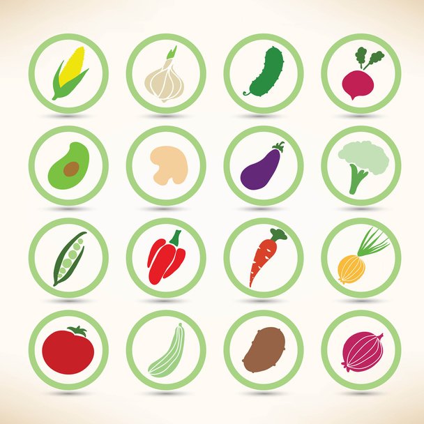Коллекция векторных икон различных овощей
 - Вектор,изображение