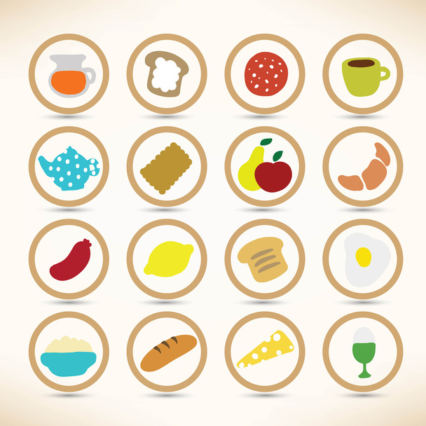 Coleção de ícones vetoriais de café da manhã e almoço Ingredientes
 - Vetor, Imagem