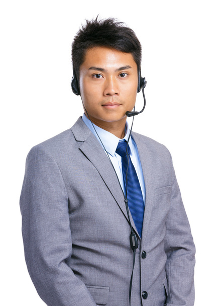 Businessman with headset - Foto, Imagem