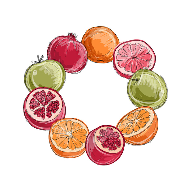 Frame made from fruits, sketch for your design - Vektor, kép