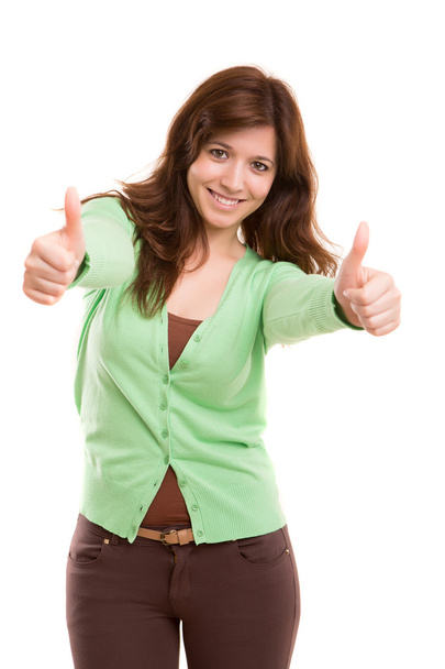 Woman showing ok sign - Foto, afbeelding