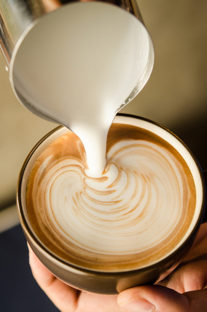 coffee latte art with milk - Φωτογραφία, εικόνα