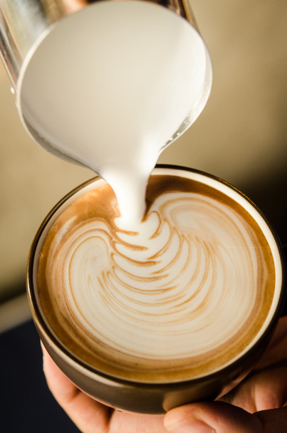 coffee latte art with milk - Foto, Imagem