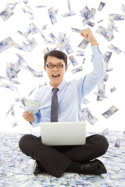 iş adamı holding para ve kazanmak kazanmak - Fotoğraf, Görsel