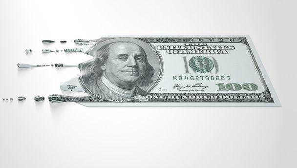 Dólar estadounidense fusión goteo de billetes
 - Foto, Imagen