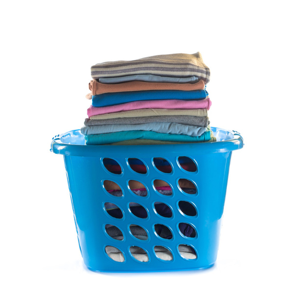 Laundry basket with folded clothes  - Photo, Image