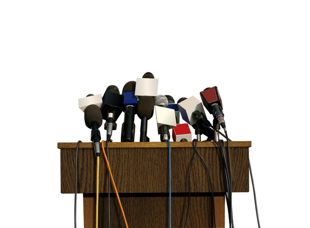 Microfones de conferência de imprensa
 - Foto, Imagem