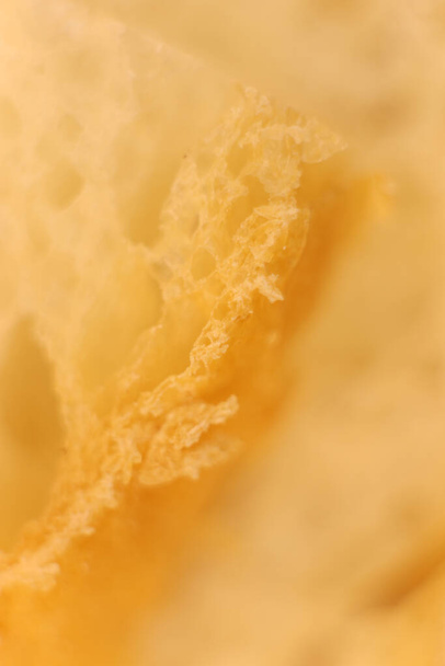 Pulp of bread macro closeup. Texture background. Slice section. Corner. - Foto, Imagen