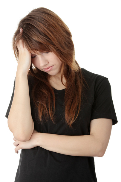 Woman with headache - Foto, afbeelding