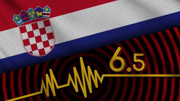 Croatia Wavy Fabric Flag, 6.5 Trzęsienie ziemi, Wiadomości z ostatniej chwili, Koncepcja katastrofy, Ilustracja 3D - Zdjęcie, obraz