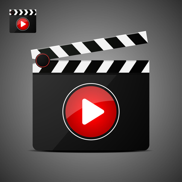 Black clapper board with play icon - Vector, Image
