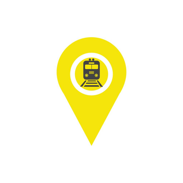 Vasútállomás térkép pin ikon. Vasútállomás térkép pont szimbólum. Lapos kialakítás. Állomány - Vektor illusztráció - Vektor, kép