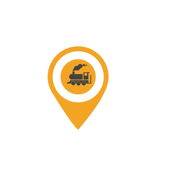 Train station map pin icon. Train station map point symbol. Flat design. Stock - Vector illustration - Vector, Image
