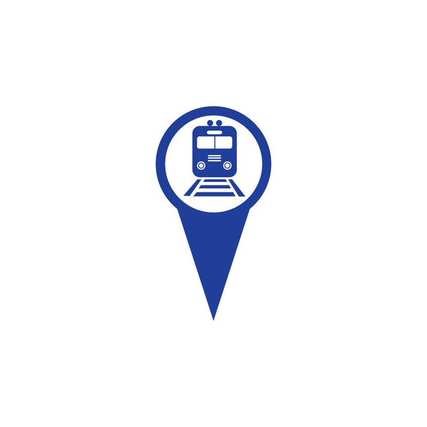 Піктограма штифта залізничної станції. Символ карти залізничної станції. Плоский дизайн. Сток - Векторні ілюстрації
 - Вектор, зображення