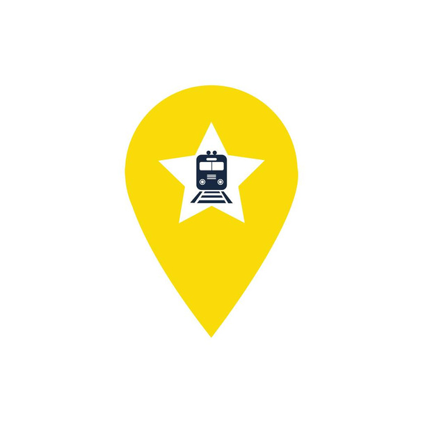 Ícone do pino do mapa da estação ferroviária. Símbolo de ponto de mapa da estação ferroviária. Design plano. Stock - Ilustração vetorial - Vetor, Imagem