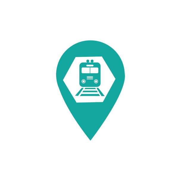 Vasútállomás térkép pin ikon. Vasútállomás térkép pont szimbólum. Lapos kialakítás. Állomány - Vektor illusztráció - Vektor, kép
