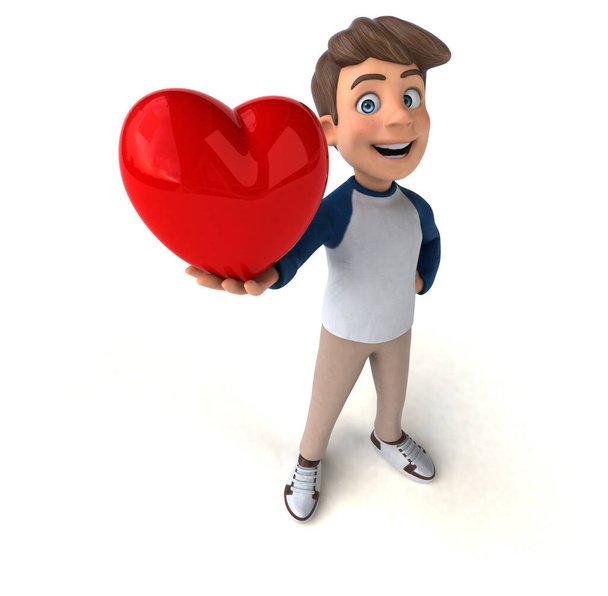 fun cartoon teenager with heart - Фото, зображення