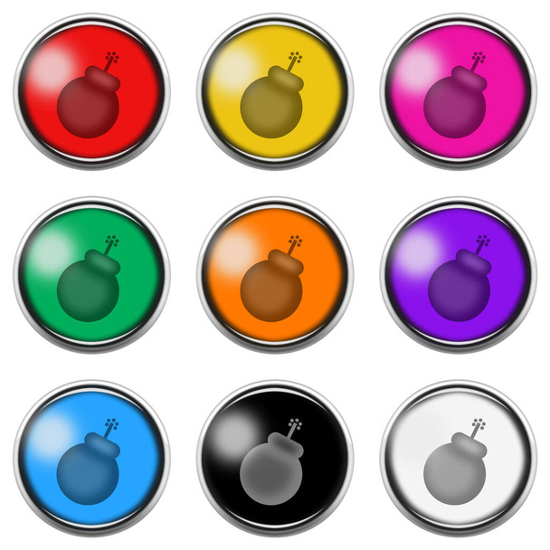 A bomb button icon set isolated on white with clipping path - Photo, image