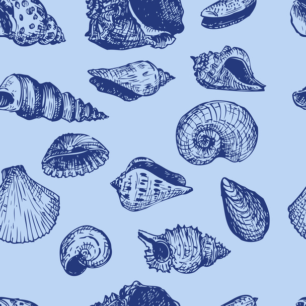 Seamless pattern with shells - Вектор,изображение