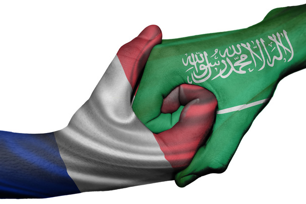 apretón de manos entre Francia y Arabia Saudita
 - Foto, Imagen