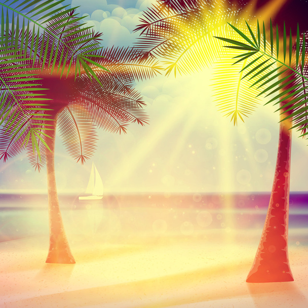 Affiche vintage de plage tropicale
. - Vecteur, image