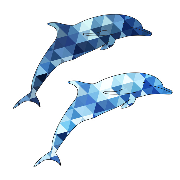 dolfijnen silhouet geïsoleerd op witte achtergrond - Vector, afbeelding