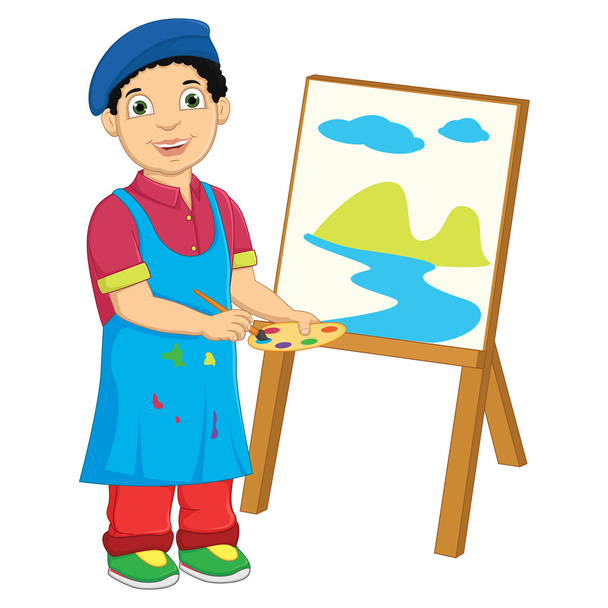 εικονογράφηση φορέας ζωγραφική αγόρι - Διάνυσμα, εικόνα