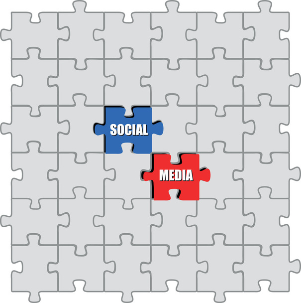 szociális média puzzle - Vektor, kép