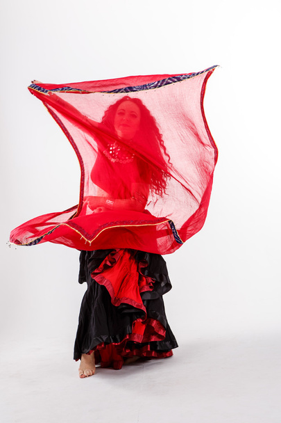 tribal dancer  with red shawl - Fotó, kép