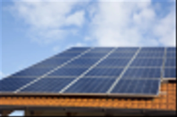 Solar panels on a brick roof - Photo, Image